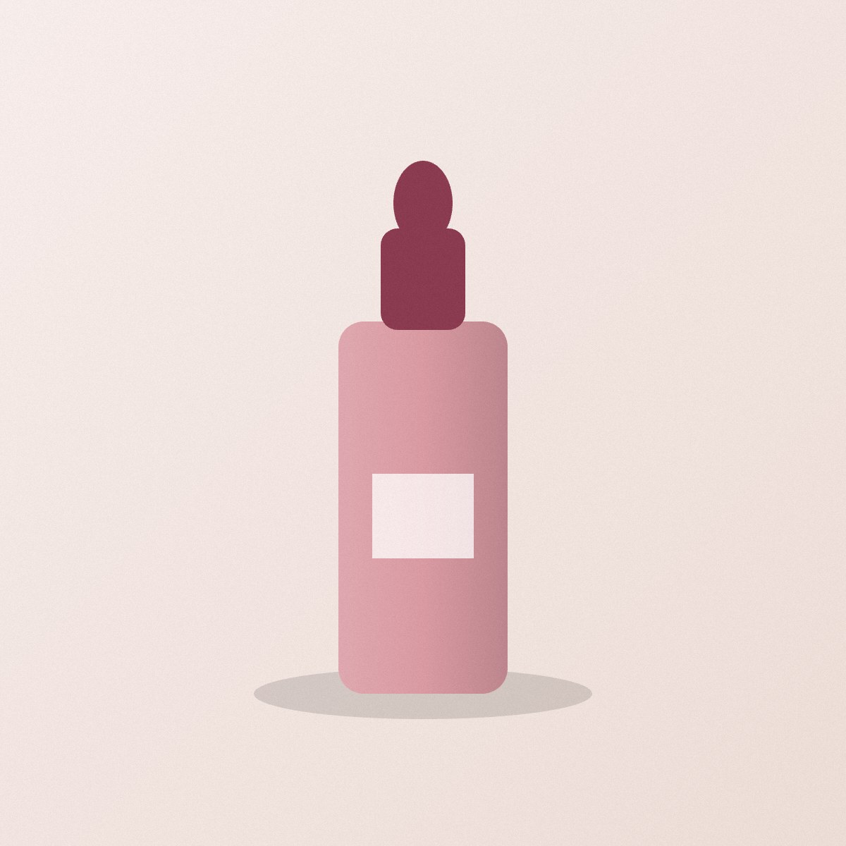 A pink bottle with a dropper lid and a blank label.